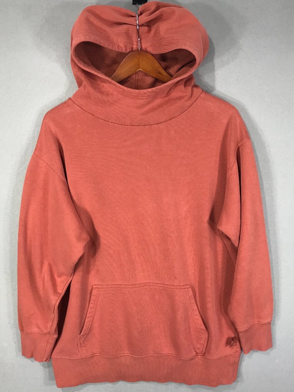 Joy Lab Hoodie Women's XS Coral Pink Pullover Sweatshirt Cowl Pocket Long Sleeve
